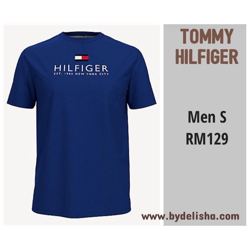 Tommy Hilfiger Men T-shirt Blue Hilfiger Est. New York City | Shopee Malaysia
