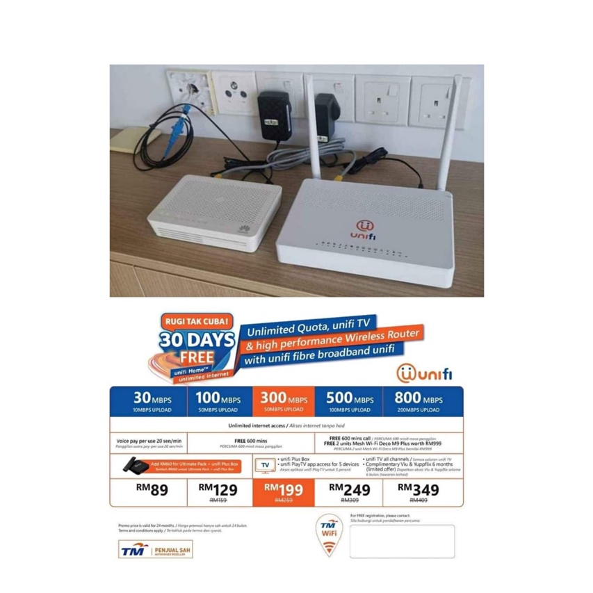 unifi home 100mbps speed unlimited Shopee Malaysia