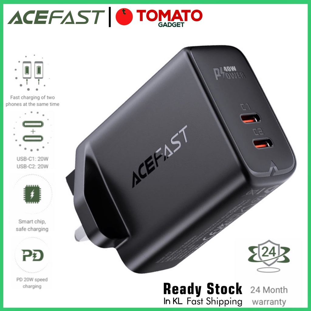 ACEFAST GaN Fast Charger total output 50W Dual USB-C PD3.0 30W+20W ...