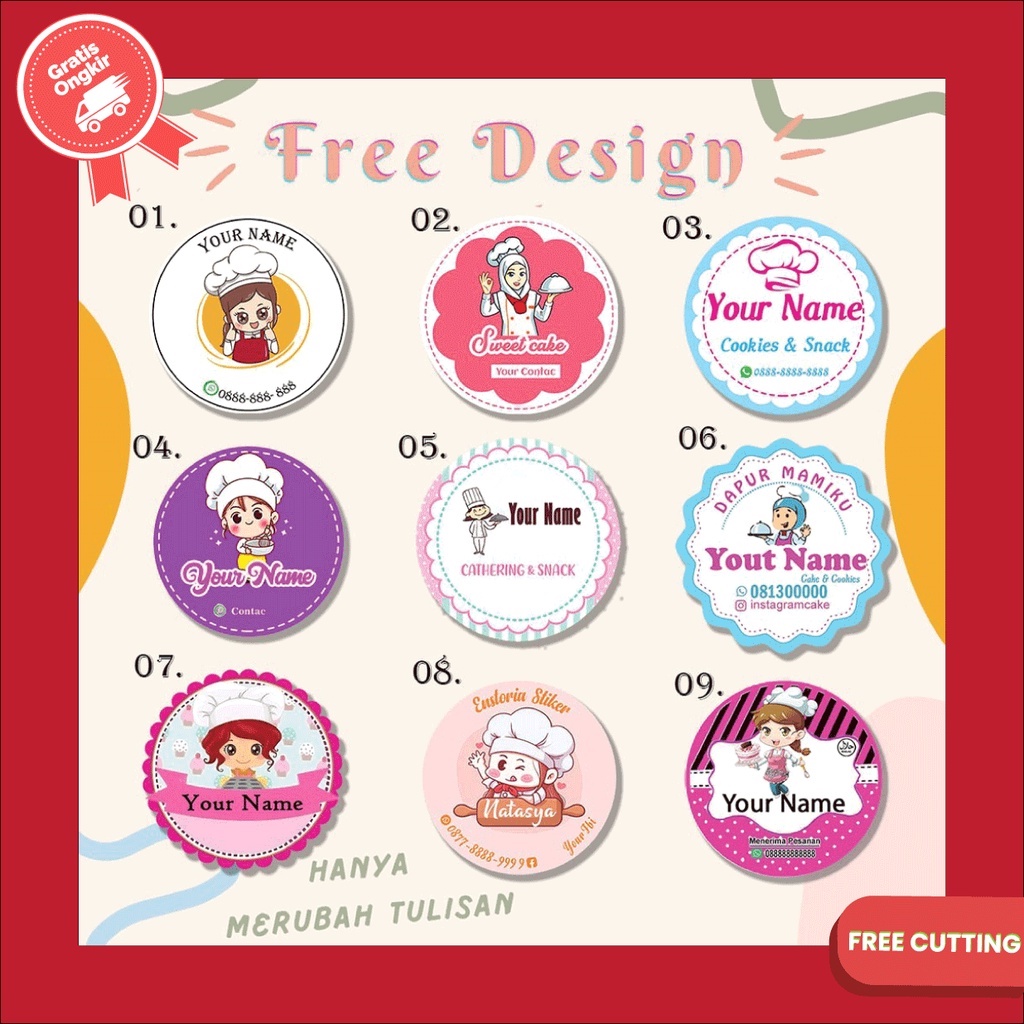 Print FREE CUTTING LEBEL Stickers And FREE DESIGN | Shopee Malaysia