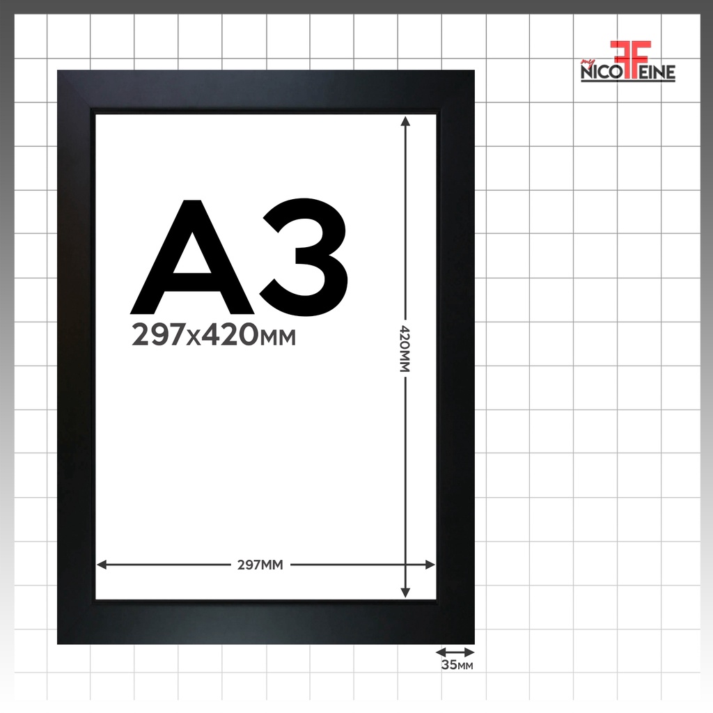 [FOR POSTER BUYER ONLY] MDF FRAME A3 SIZE 297mm x 420mm Black and White ...