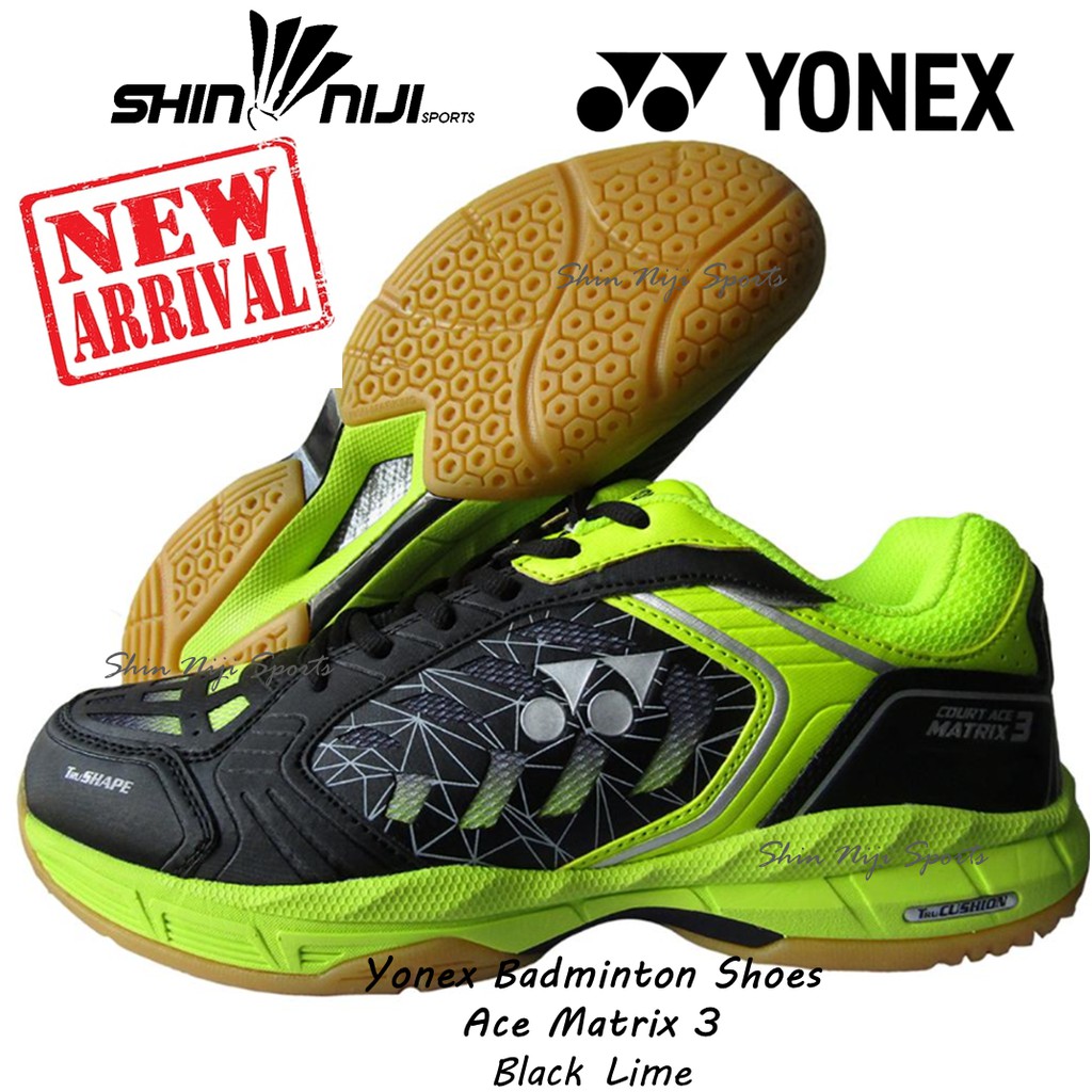 Yonex Court Ace Matrix 3 Badminton Shoes Black Lime | Shopee Malaysia