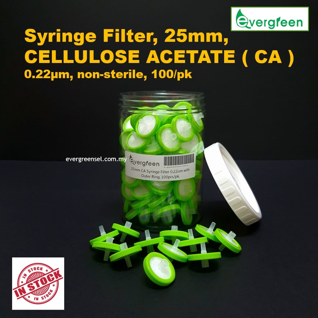 ( LOCAL READY STOCK ) Syringe Filter 25mm, CELLULOSE ACETATE ( CA ) 0