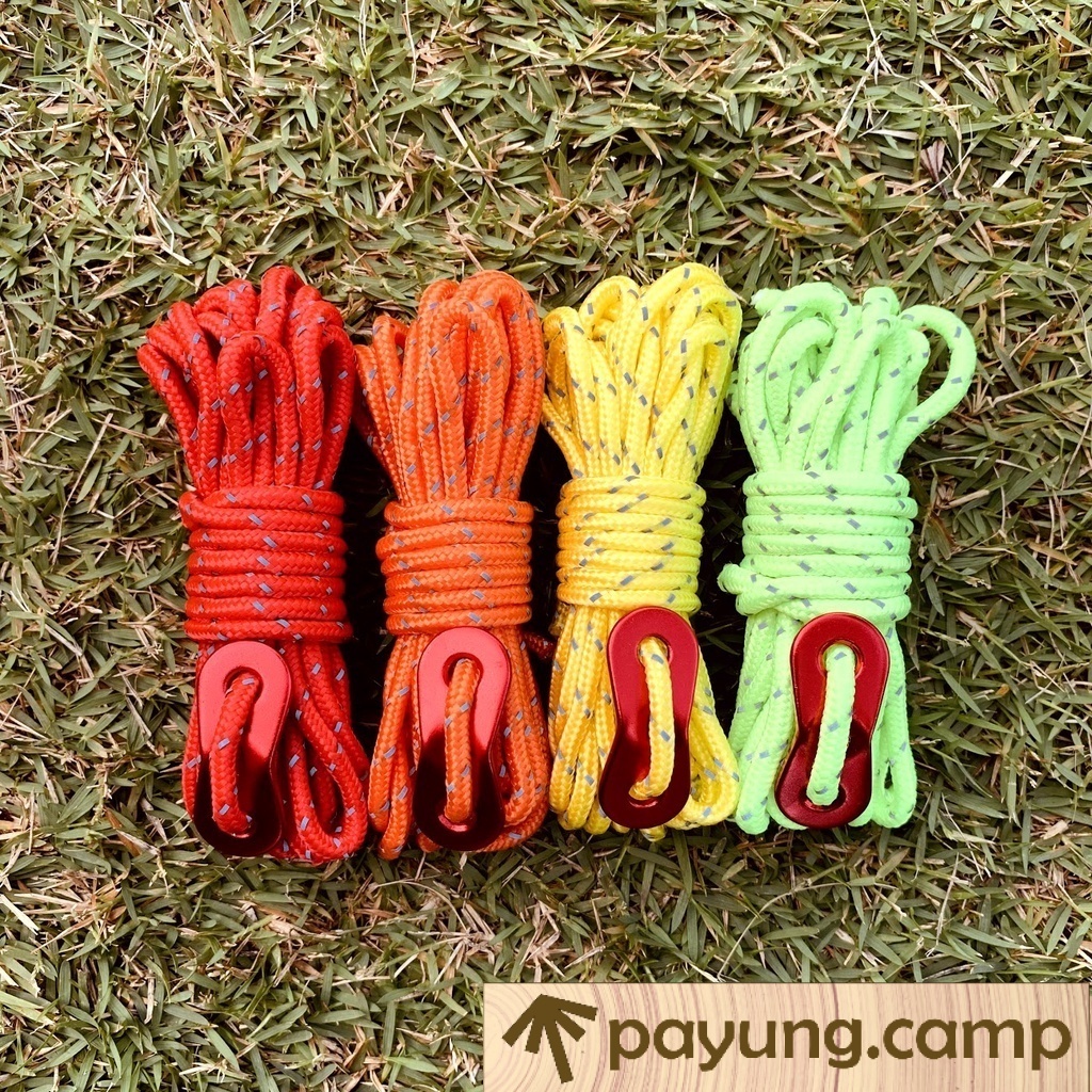 PAYUNG.CAMP Camping Rope Tent Rope Polyester Reflective Guy Line Wind Rope with Adjuster Tent