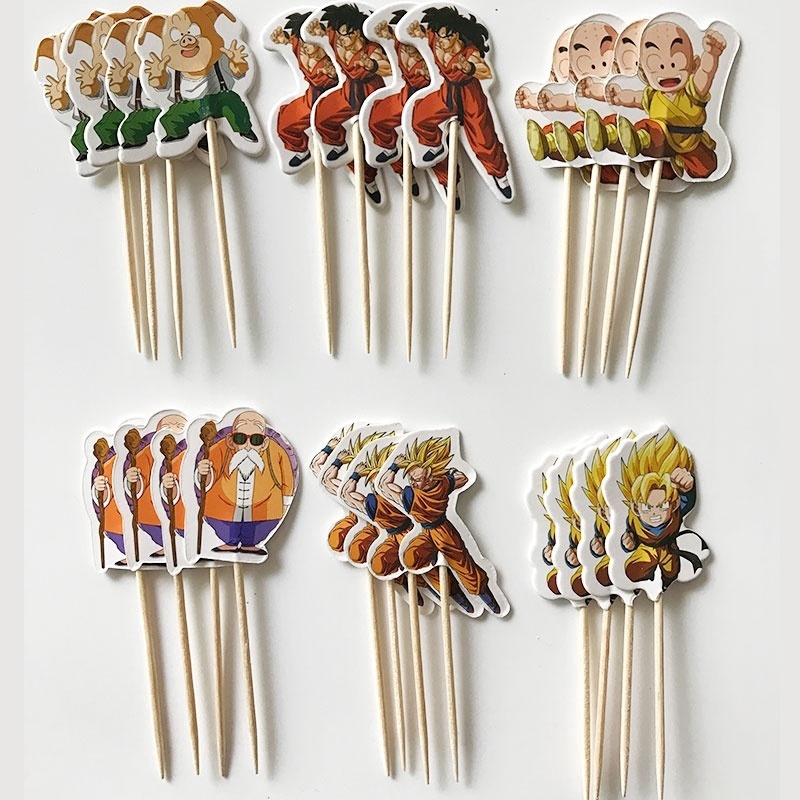 24pc Anime Dragon Ball Cupcake Topper Picks Children Birthday