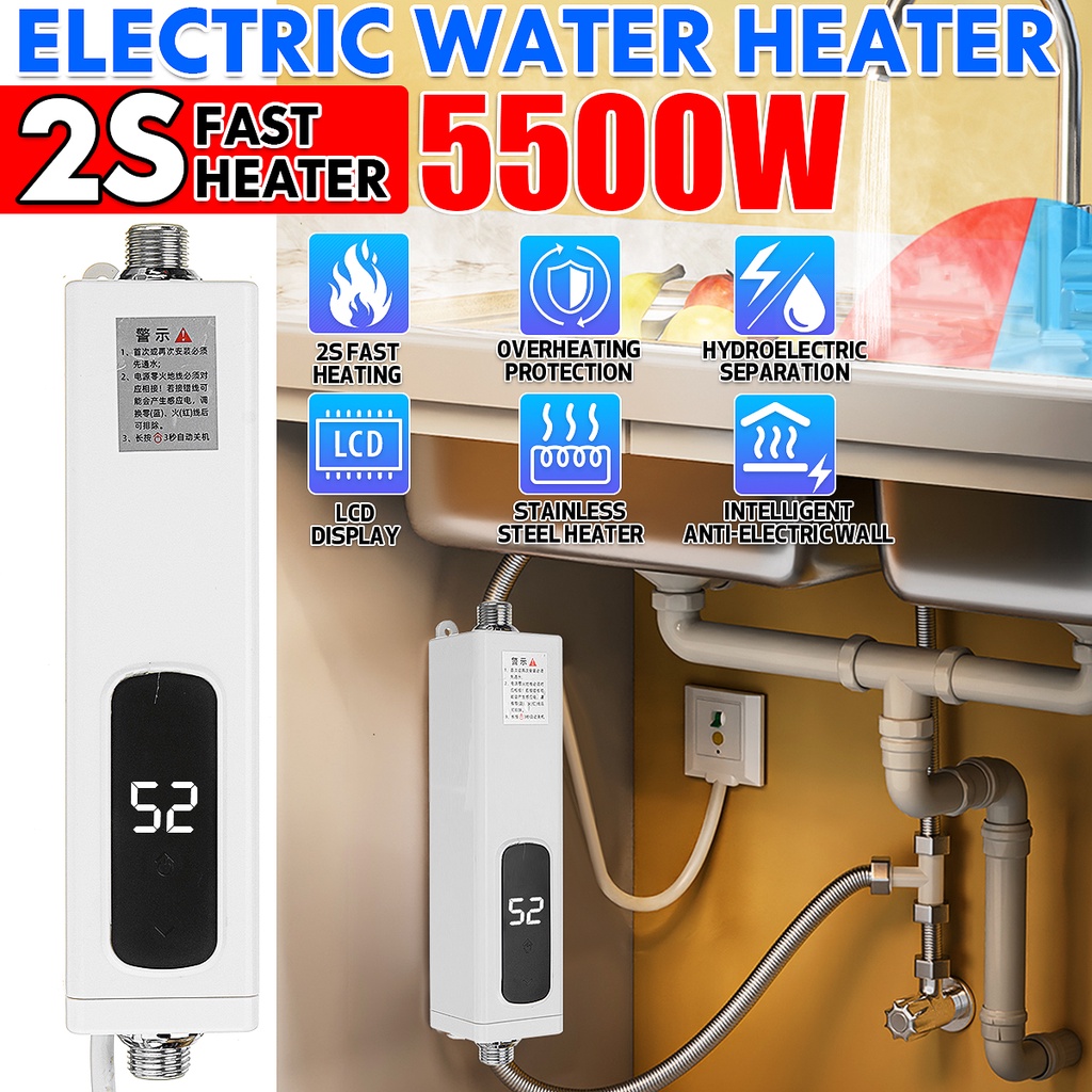5500W 220V/50Hz LED Intelligent Instant Electric Water Heater
