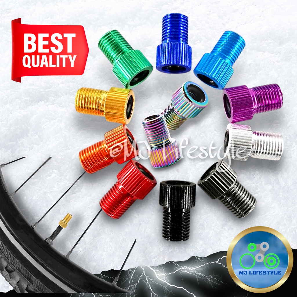 [] Bicycle Presta Tube Valve Pump Adapter FV To AV Converter Tembaga Tiub Basikal Kepala Tajam
