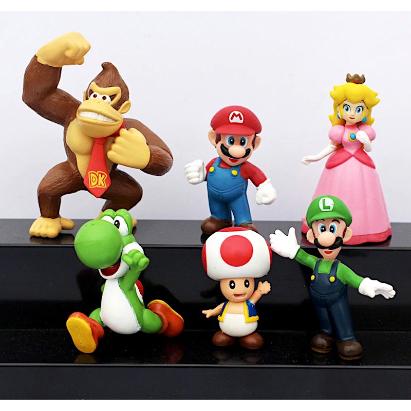 Super Mario Bros Mario Luigi Peach Yoshi King Kong Toad Action Figure ...