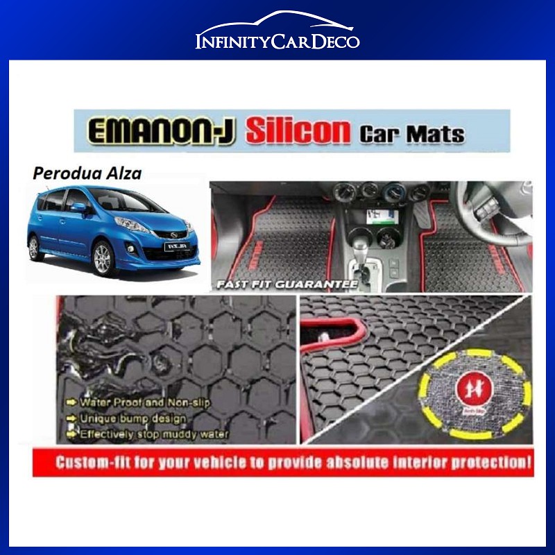 Perodua Alza EMANON-J Silicon Car Floor Mats Skidproof 