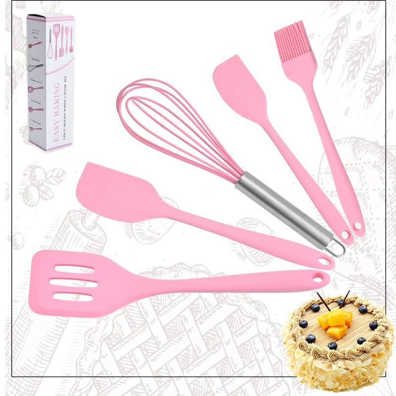 READY STOCK 5 PIECE SILICONE BAKING UTENSIL SET / HOUSEWARE / COOKING
