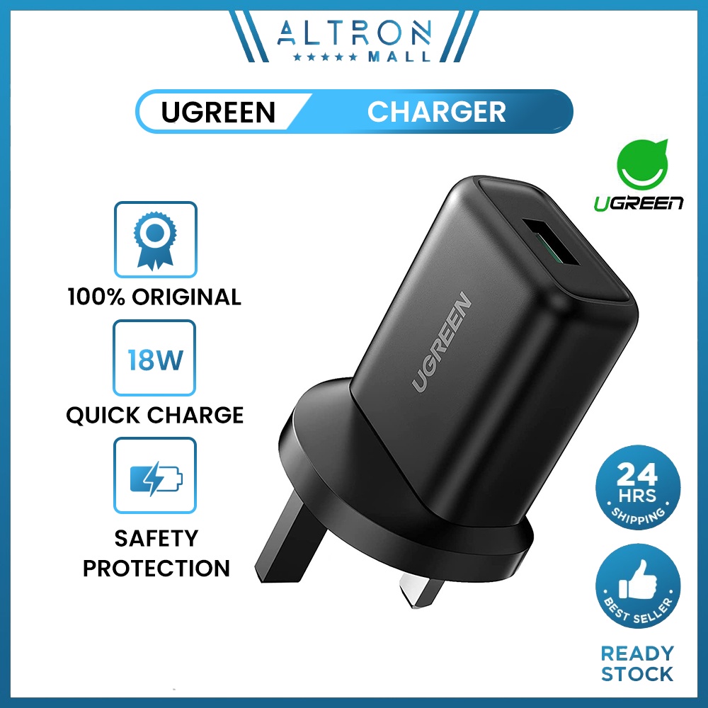 UGREEN 18W USB Charger QC 3.0 Quick Charge Plug 18W Fast Wall Adapter ...