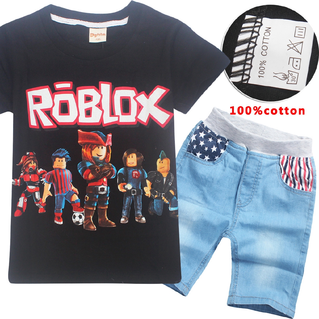 Cotton 6 14 Year Old 2018 Boys Summer Jeans Set Roblox Children S - knee length denim shorts roblox
