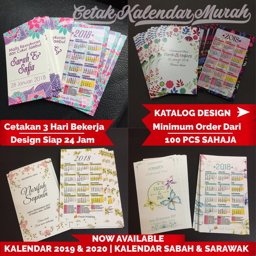 Kalendar Poket 2020 Name Card Business Card Kad Nama Wedding Door Gift