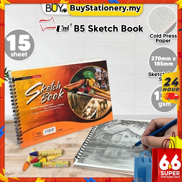 UNI B5 Sketch Book Drawing Block Kertas Lukisan -(1PCS) [SpendRM70forFreeGift] Drawing Pad Kertas Buku Lukisan Art Paper