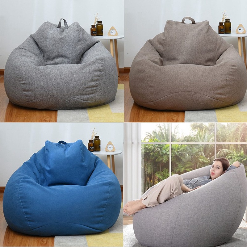 120cm Super Large Bean Bag Sofa Chair Cover Lounger Ottoman Seat Living Room Furniture Beanbag Bed Pouf Puff Couch Lazy Tatami Home Furniture