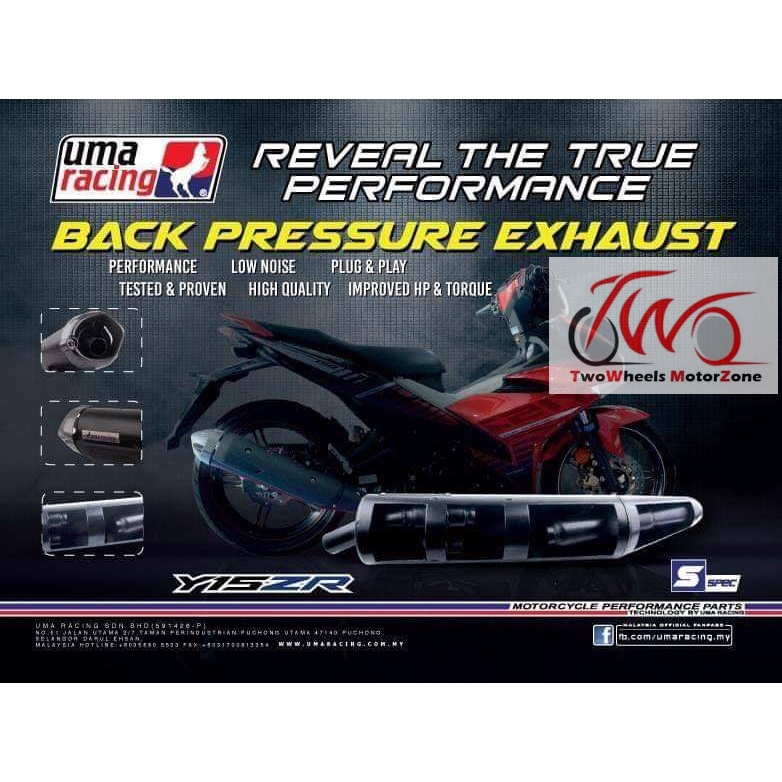 Y15zr Exhaust Muffler Racing Cutting Standard Uma Racing 32mm Back Pressure Through Pressure Shopee Malaysia