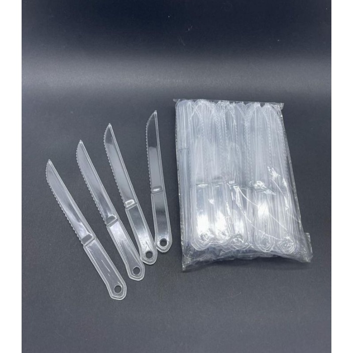 PLASTIC CAKE KNIFE S-11/ CAKE SLICER/ CAKE CUTTER - TRANSPARENT/ CLEAR +-95PCS