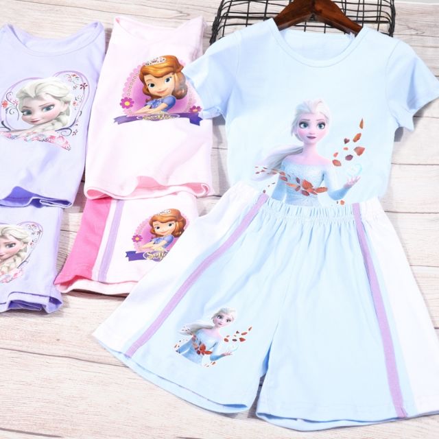 Disney frozen  baju  Kanak cotton foreign style suit girl 