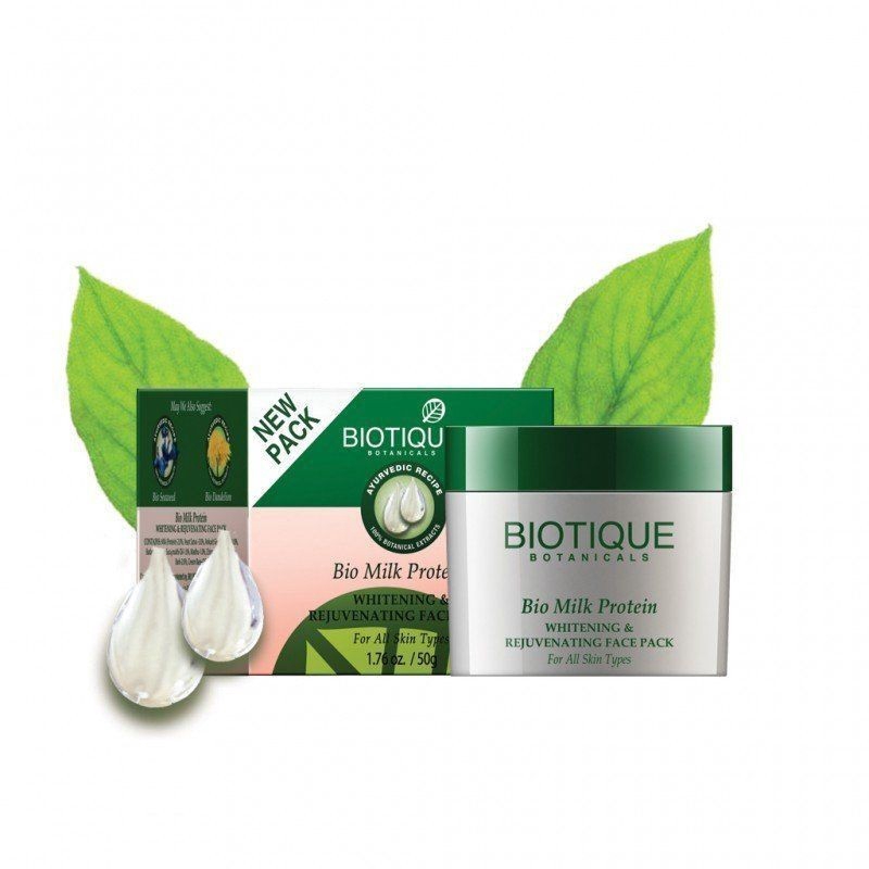 Biotique Bio Milchprotein Face Pack – Aufhellend, Für Alle Hauttypen, 50 G, 100% Natürlich