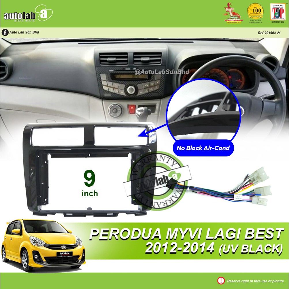 Android Player Casing 9" Perodua Myvi Lagi Best 2012-2014 (UV Black) with Socket Perodua 3H