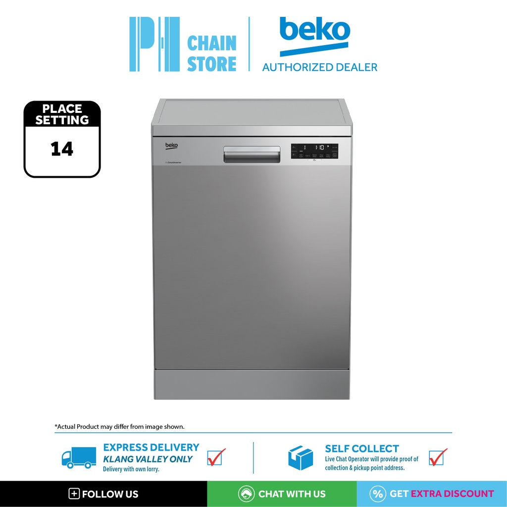 (DELIVERY FOR KL & SGR ONLY) BEKO DFN28J21X FREESTANDING DISHWASHER - 14 PLACE SETTINGS