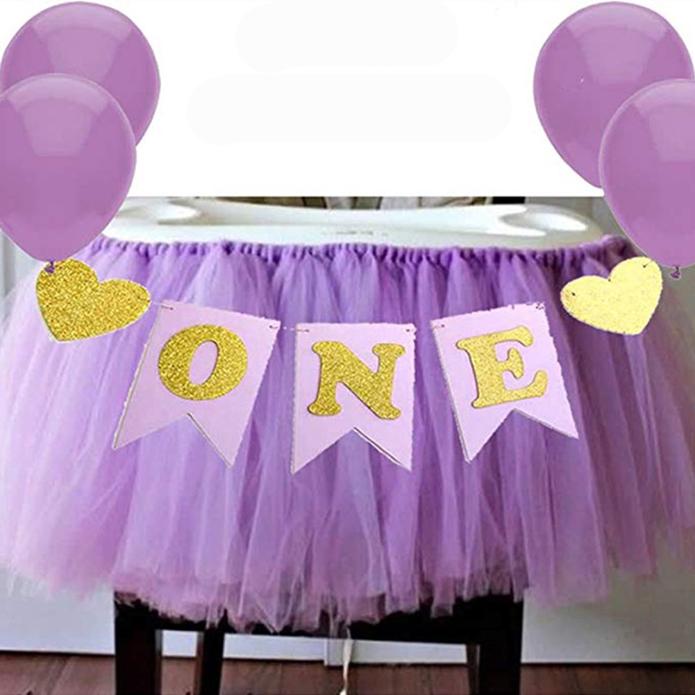 Photo Props Party Exquiste Baby Birthday Gauze Diy Decorative Tutu Skirt Banner Set
