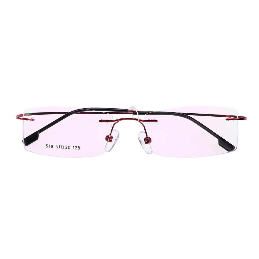 rimless red glasses