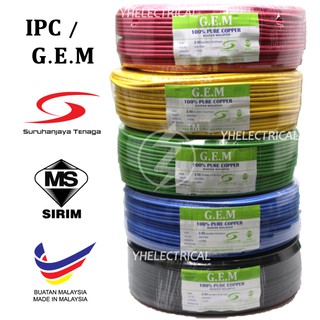 PIPC / GEM 1.5mm ² / 2.5mm ² PVC Insulated Cable Wire 100% Pure Copper ...