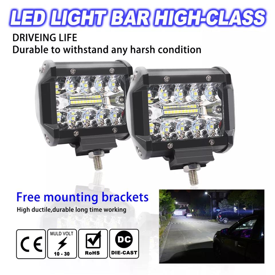 4 Inch 60W LED Work Light Bar Combo Off-road 3 Row Flood & Spot Fog Light Driving Light Lamp for Truck 12V Headlight for