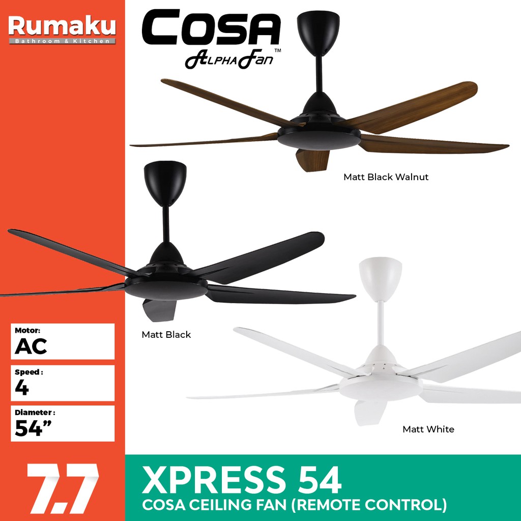 ALPHA Cosa Xpress-5B/54 54'' Designer Ceiling Fan [MATT BLACK WALNUT