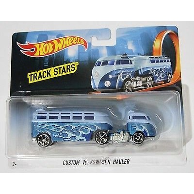 HOTWHEELS TRACK STARS CUSTOM VOLKSWAGEN HAULER TRUCK TRAILER VW VAN YEAR 2015