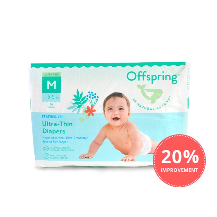 Offspring Featherlite Ultra Thin Diapers M Size(59Kg) 38 Diapers
