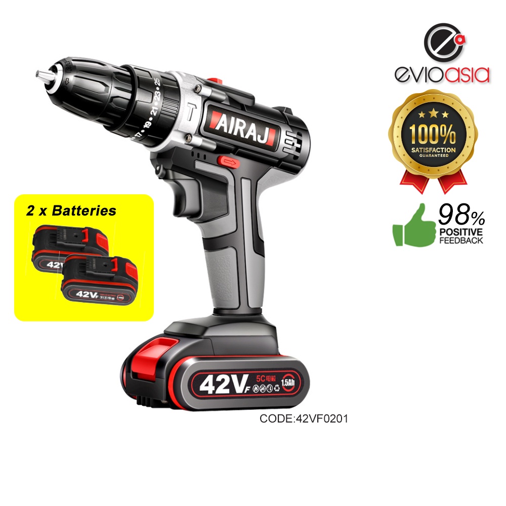 AIRAJ Impact Cordless Hand Tool Electric Drill Speed Adjustment 42V (1 ...