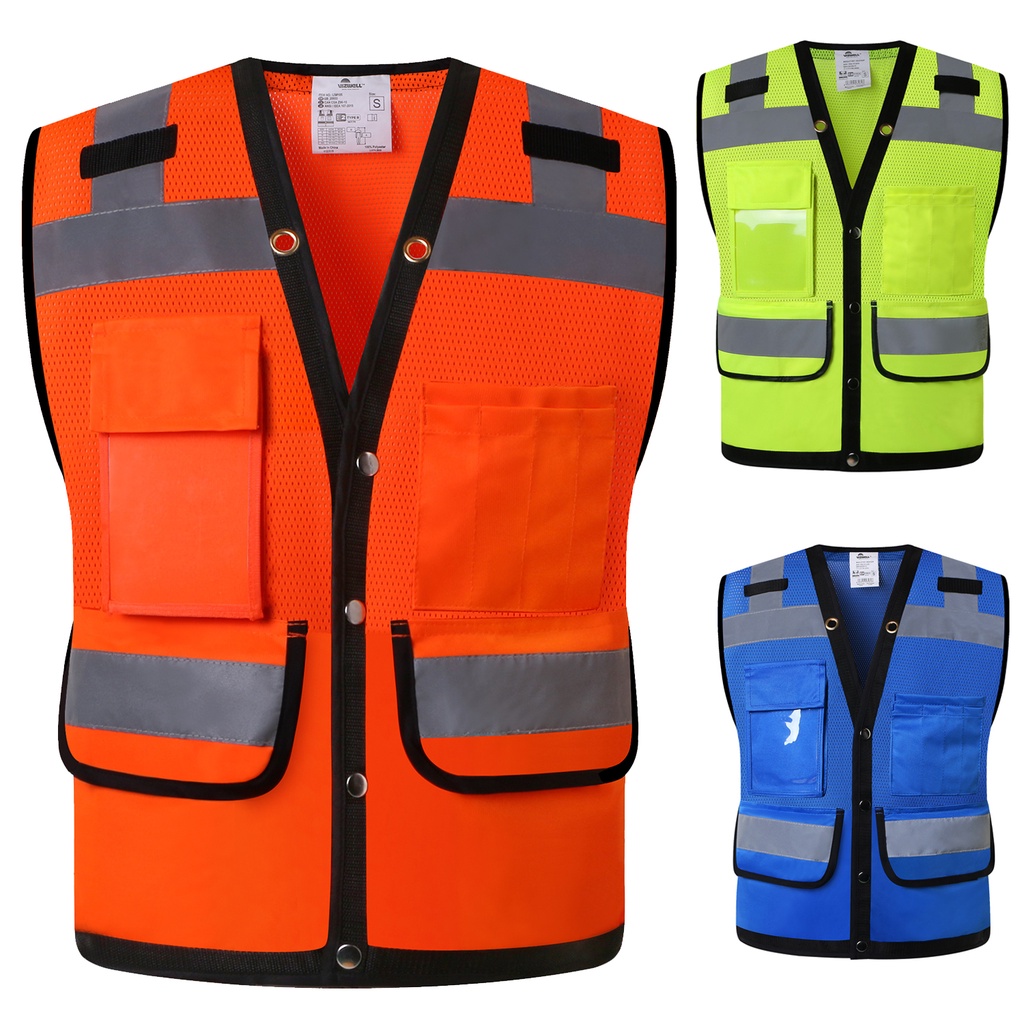 Hi Vis Safety Vest Orange Reflective Work Vest for Warehouse Construction