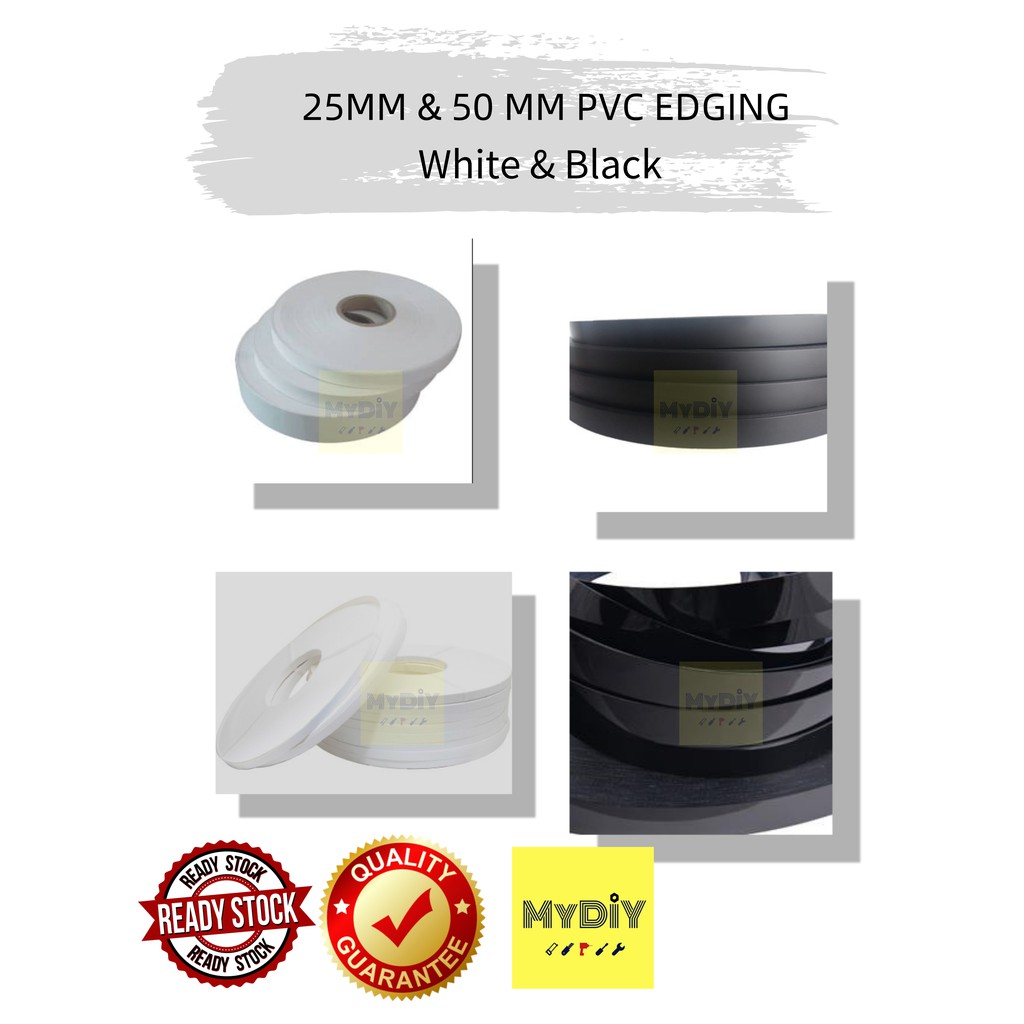 Harga Kilang Mds 25mm 50mm Pvc Edging White Black