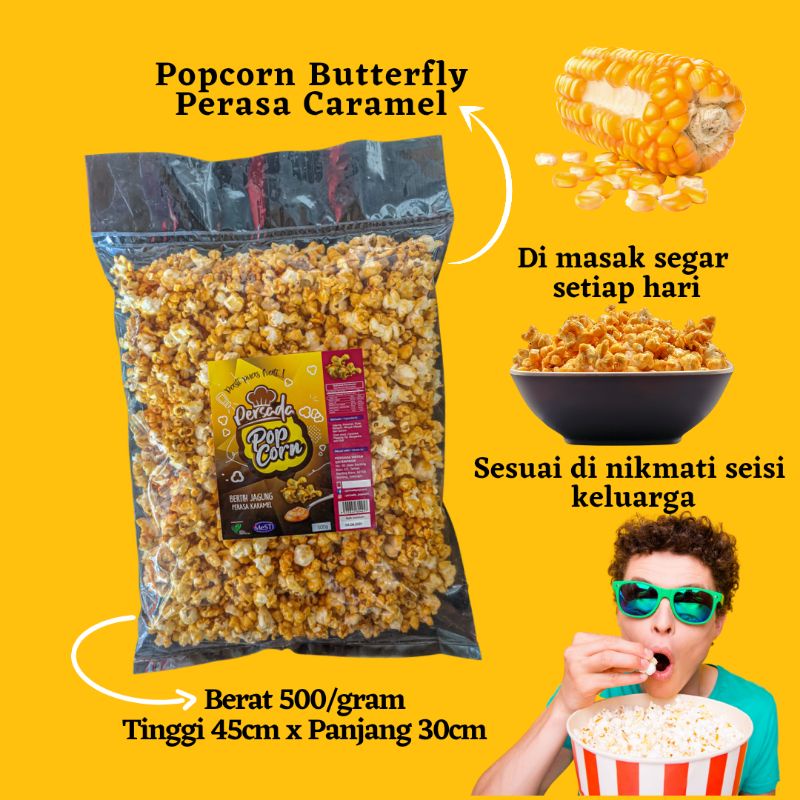 Popcorn Butterfly Perisa Caramel 500gram.