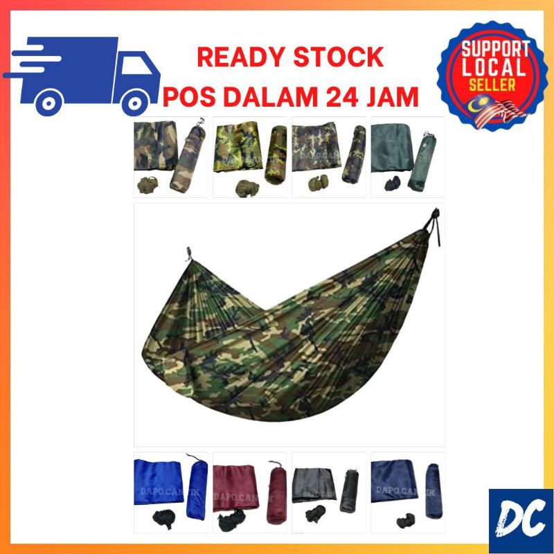 Camping Hammock Outdoor Portable Buaian Gantung saiz Xxl Corak Askar Kosong Buai [Ready Stock High Quality]