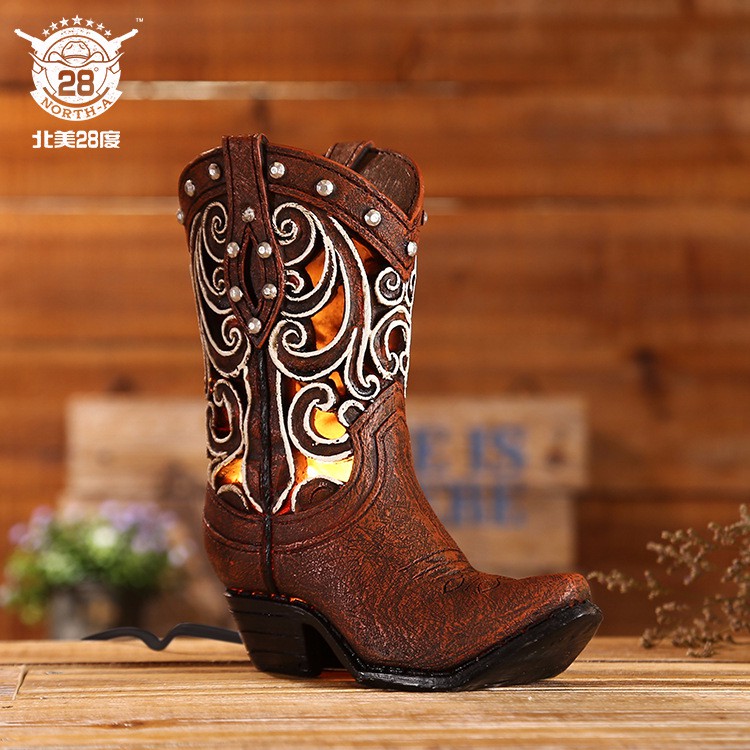 Western Cowboy Style Boots Ac Light Retro Bar Bar Table Lighting