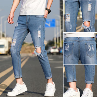 MOLLGE Seluar Jeans Lelaki Slim Fit Jeans Men Straight Cut Jeans Seluar ...