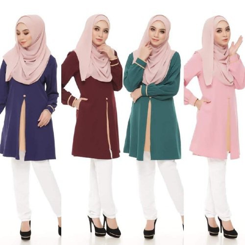 ALEENA Blouse Muslimah Moss Crepe Blouse Labuh | Shopee Malaysia