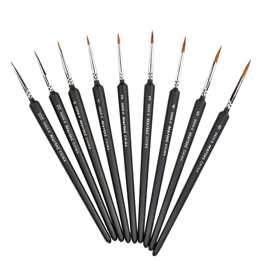 Line Drawing Pen 9Pack Fine Detail Paint Brushes Miniature Brush For