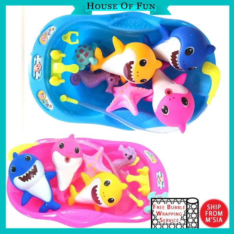 Bathtub With Baby Shark Family Bath Toy Set Washing Baby Toys Water ...