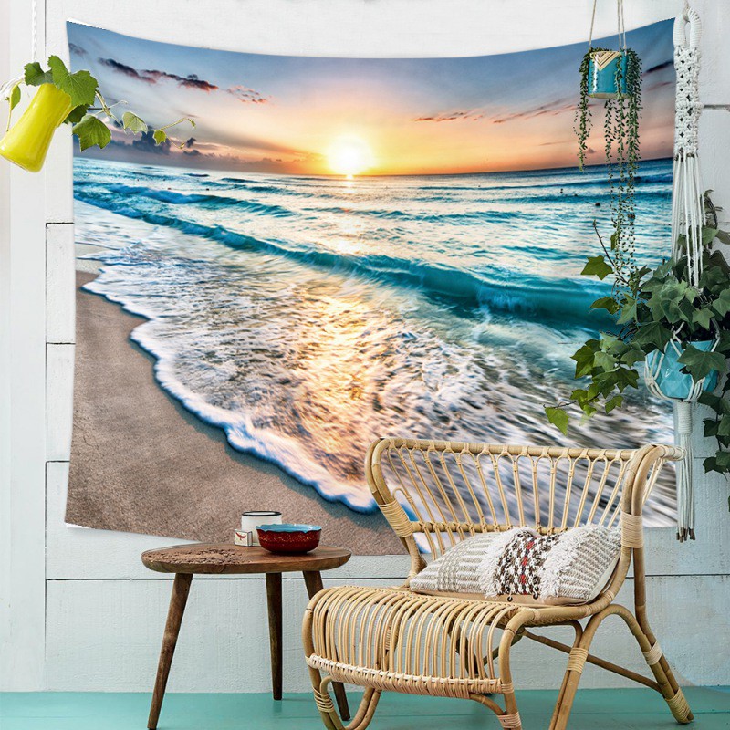 Ocean Beach Tapestry Art Wall Hanging California Shoreline Tapestries Home Decor Shopee Malaysia