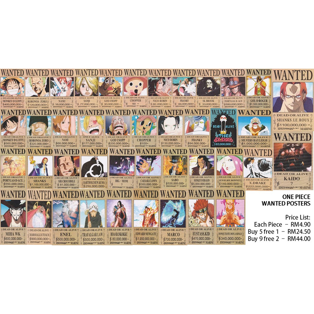 One Piece Wanted Posters Size Shopee Malaysia