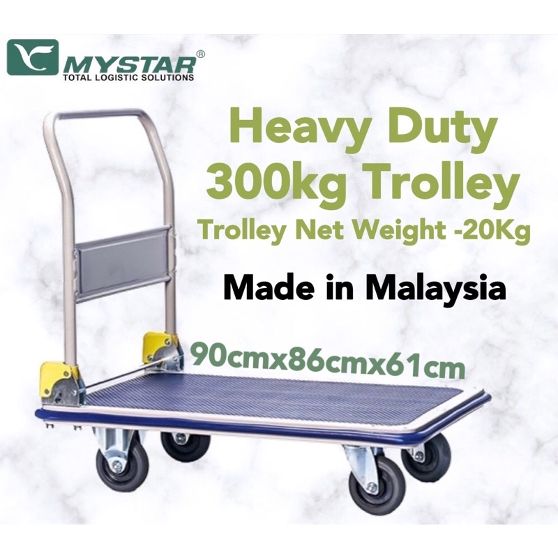 MYSTAR Heavy Duty Hand Truck Trolley 300Kg 90(D)x86(H)x61(W) cm