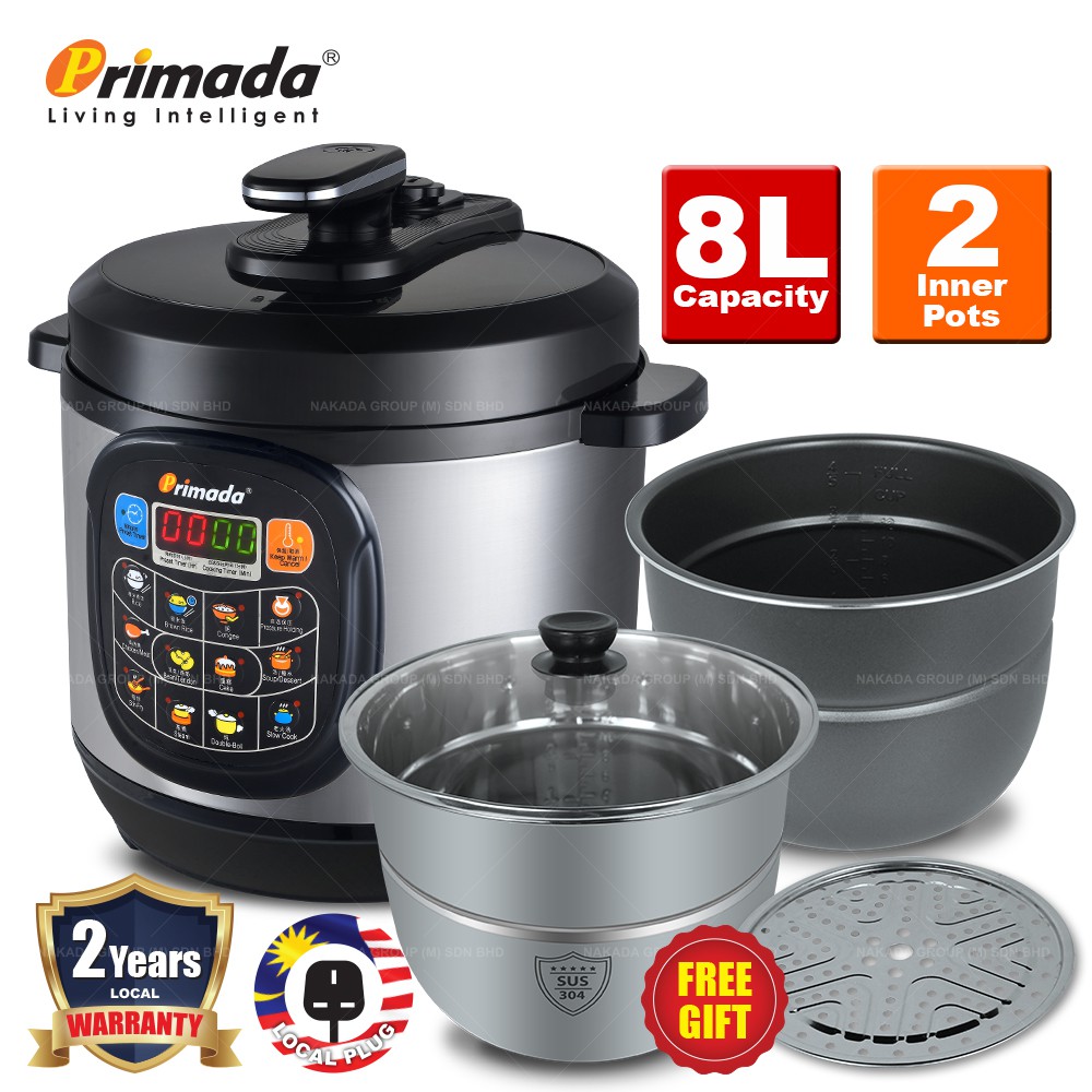 Primada 8 Liter Jumbo Pressure Cooker PC8030(1 NON STICK ...