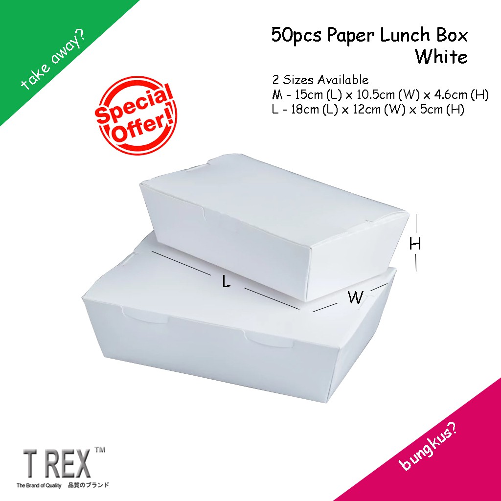 Download 50pcs White Disposable Paper Lunch Box Take Away Food Packaging Paper Box Food Delivery Packaging Paper Box Shopee Malaysia