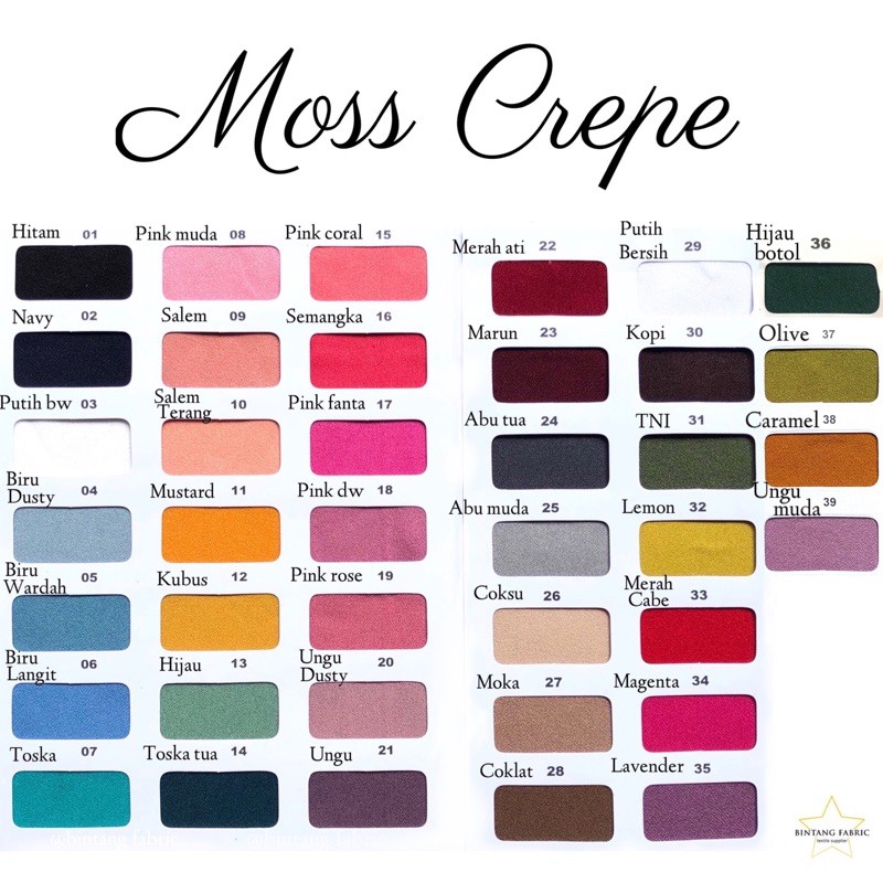 Moss Crepe Arabian Crepe Fabric 1 2 Meters Shopee Malaysia