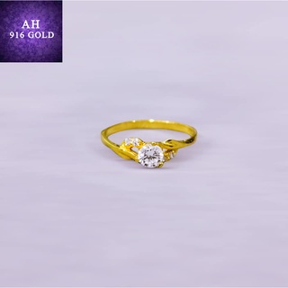 Buy Emas 916 Cincin Tunang Permata 1 Size 15/Merisik/Kahwini/Nikah 