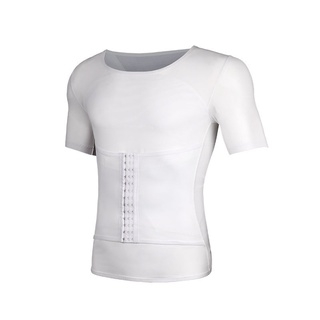 FORSD Bengkung Lelaki Mens Slimming T Shirt Adjustable Waist Cinch Undershirt Shapewear(Milk silk Breathable Comfortable antibacterial)
